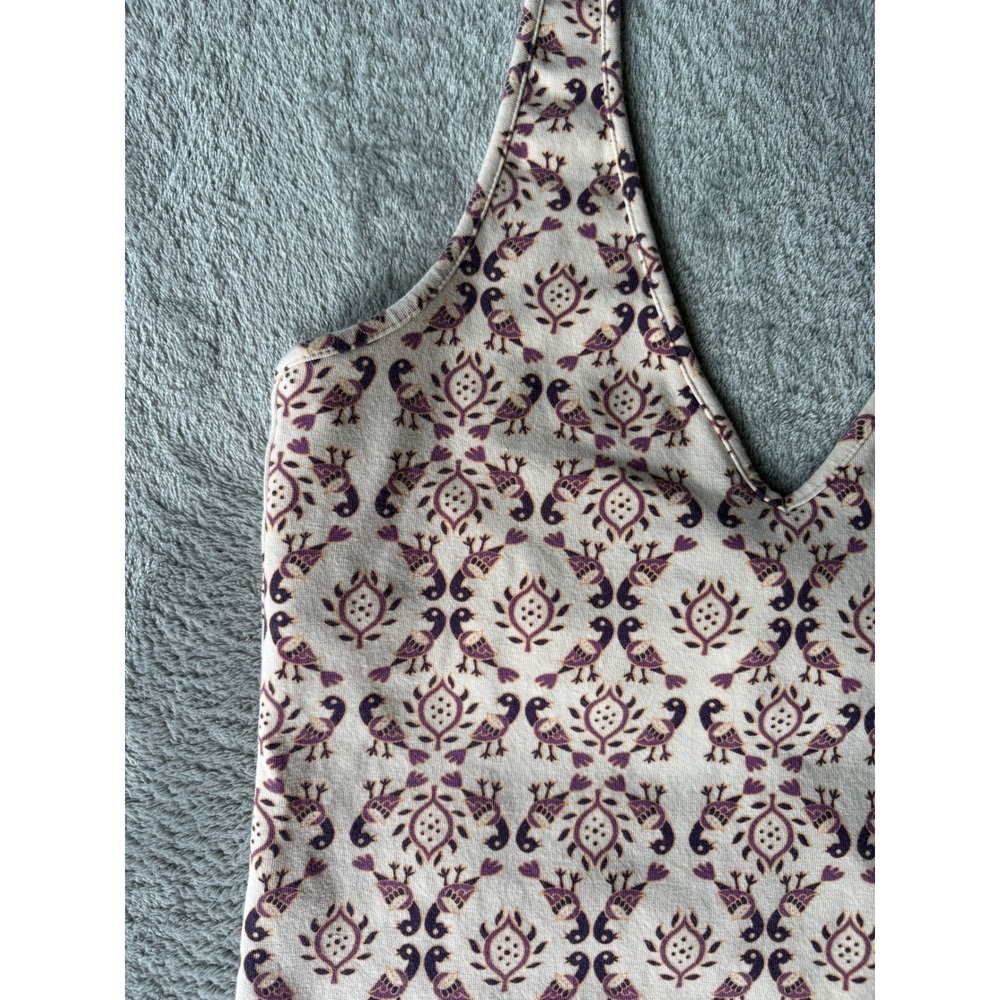 Vintage Y2K Gap Halter Crop Top XS Damask Bird Print Boho Summer Retro Stretchy - Picture 3 of 15